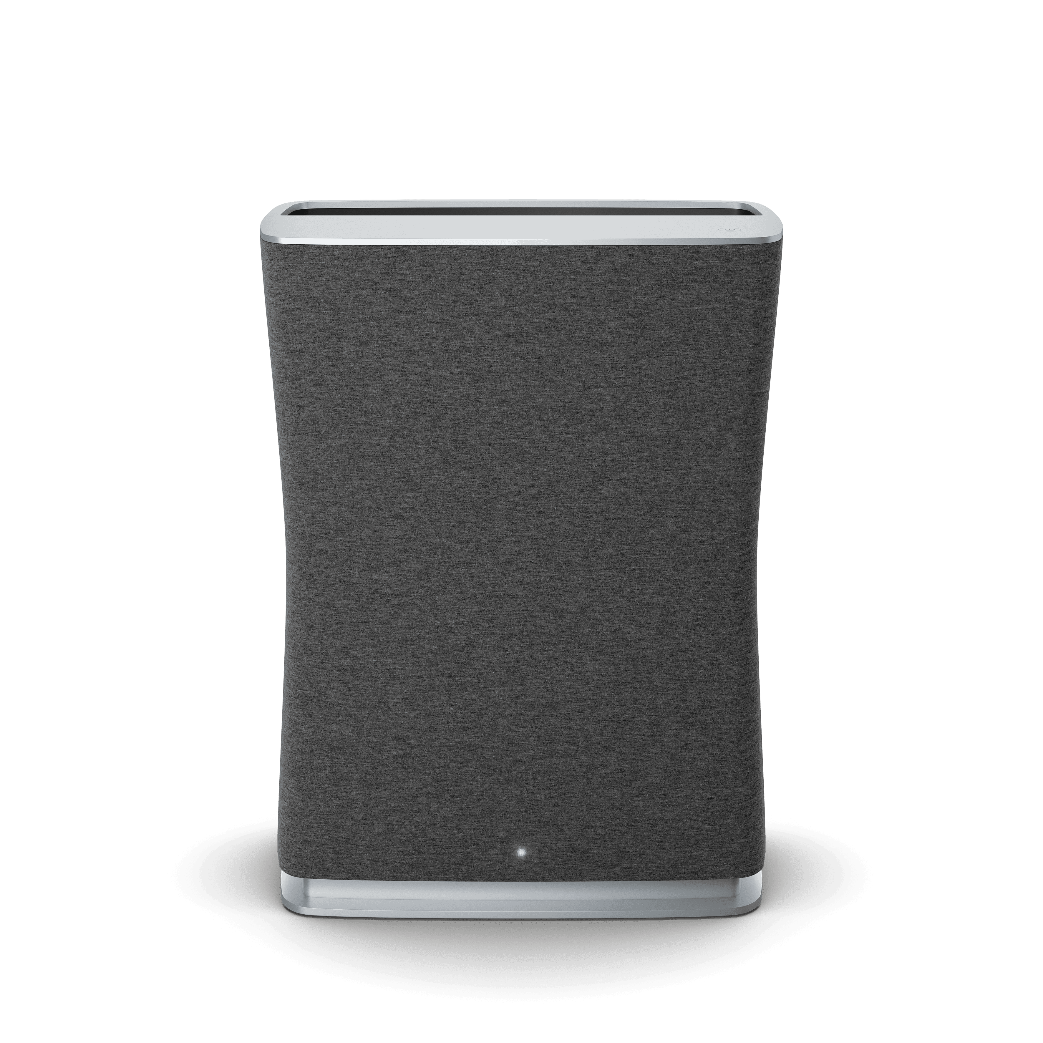 7630850300468_18564_SF_RogerLittle_Freigestellt_01 Luftreiniger Roger Little, freigestellt. Hygienemaßnahme zur Überbrückungshilfe 3. Grauer Luftfilter mit silbernen Akzenten.