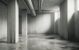 Foto eines feuchten Kellers mit sichtbaren Wasserschäden