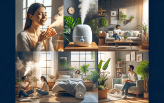 Moderne Wohnräume mit Luftbefeuchter. Gemütliche Atmosphäre, gesunde Luftfeuchtigkeit. Ideal für komfortables Wohnen.