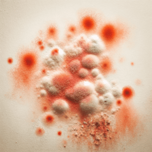 Roter Schimmel auf Wand