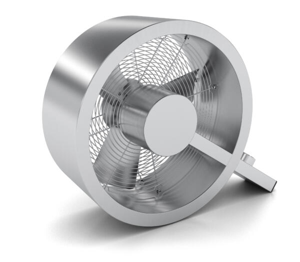 Stadler Form Ventilator Q, gestaltet von Carlo Borer, aus Edelstahl mit drei Leistungsstufen