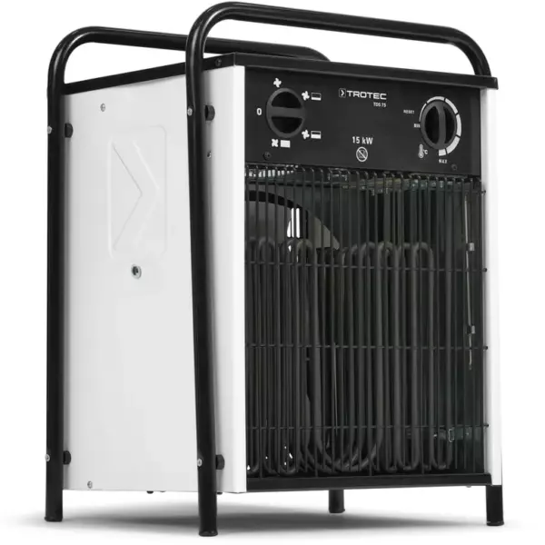 Elektro Heizlüfter L 15kW zur Miete. Für Wasserschaden, Baustellen, Neubautrocknung - Detail Ansicht rechts