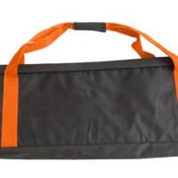 Schwarze HEYWALL Transporttasche mit orangen Trägern. Ideal für den sicheren Transport Ihrer HEYLO Produkte. Praktisch und robust.