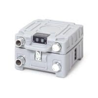 AERIAL AERCUBE HF2 Luftreiniger: Graues, stapelbares Gerät mit Anschlüssen und Bedienelementen. Ideal für saubere Luft.