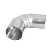 Edelstahl Abgasrohrbogen 90 Grad. Abgaszubehör für Heizung, Kamin oder Ofen. Rohrbogen für Abgasanlagen. Abgas-Bogen aus Edelstahl.
