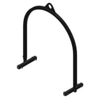 Schwarzes Uplift-Kit: Gebogener Rahmen mit Befestigungspunkten. Ideal für Hebevorrichtungen und Lastenverteilung. Uplift-Kit für diverse Anwendungen.