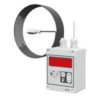 THD Thermostat: Weißes Gerät mit rotem Display, Knöpfen, Kabel und Sensor. Heizungssteuerung, Temperaturregelung.