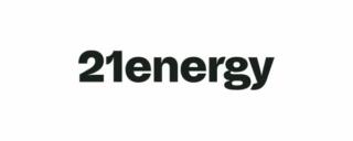 Schwarzes 21energy Logo auf weißem Hintergrund. Ideal für Energie, Nachhaltigkeit und Innovation. 21energy Marke/Logo.