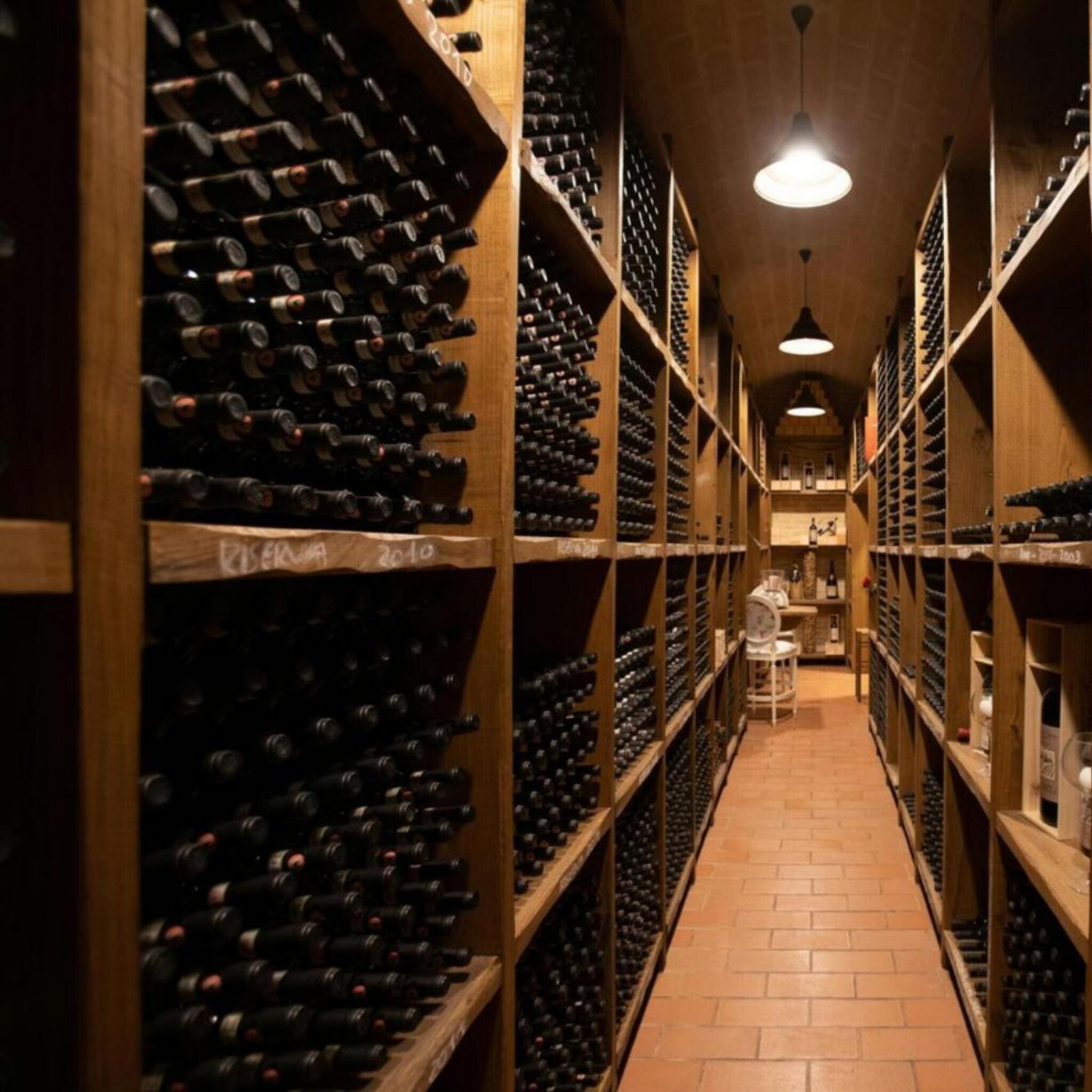 Weinkeller mit Weinregalen. Luftbefeuchter mieten für optimale Lagerung. Wein bei idealer Luftfeuchtigkeit.