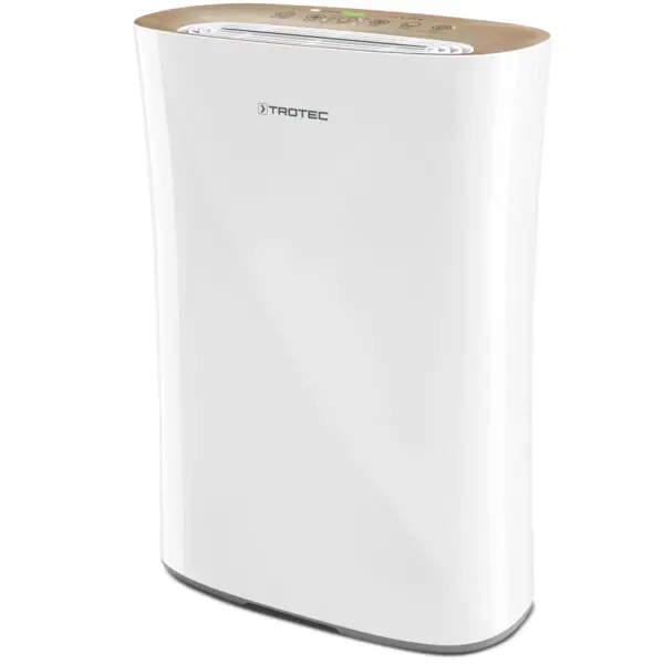 TROTEC AirgoClean 110 E Design-Luftreiniger in Weiß-Gold mit Touch-Display und LED-Luftqualitätsanzeige