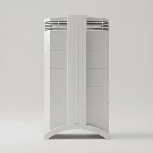 Weißer IQAir HealthPro 250 NE Luftreiniger mit Rollen. Ideal für Allergiker und zur Luftreinigung.