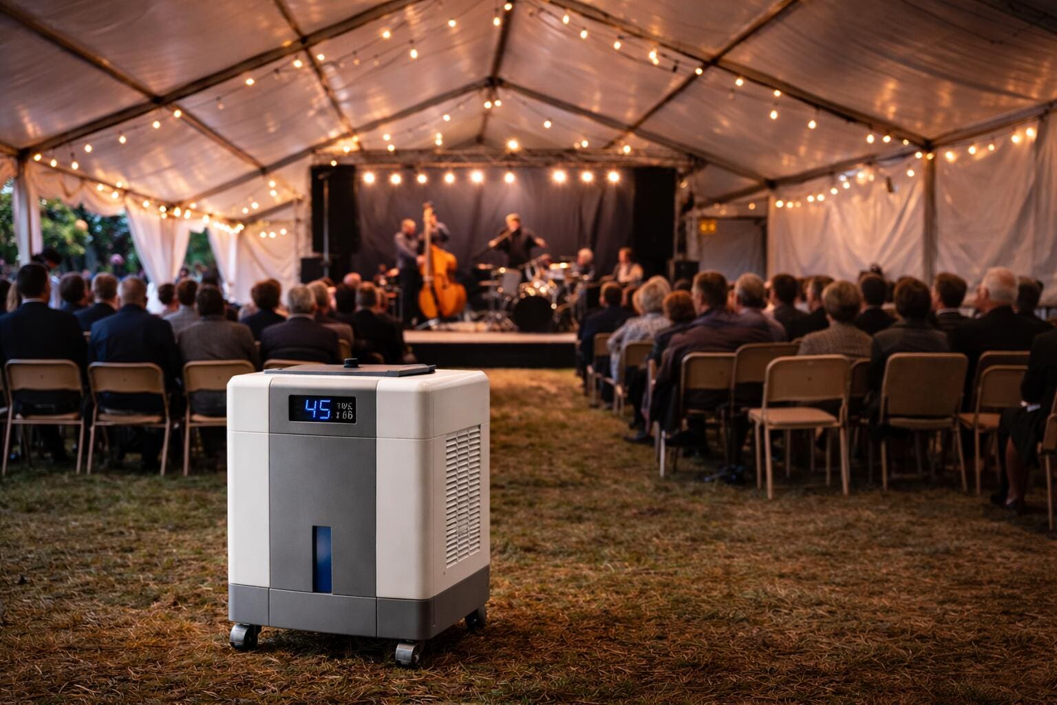 Luftbefeuchter für Konzerte. Ideal für Klavier, Gitarre & Musikinstrumente auf Festivals. Professionelle Befeuchtung für Events & Konzertsäle.