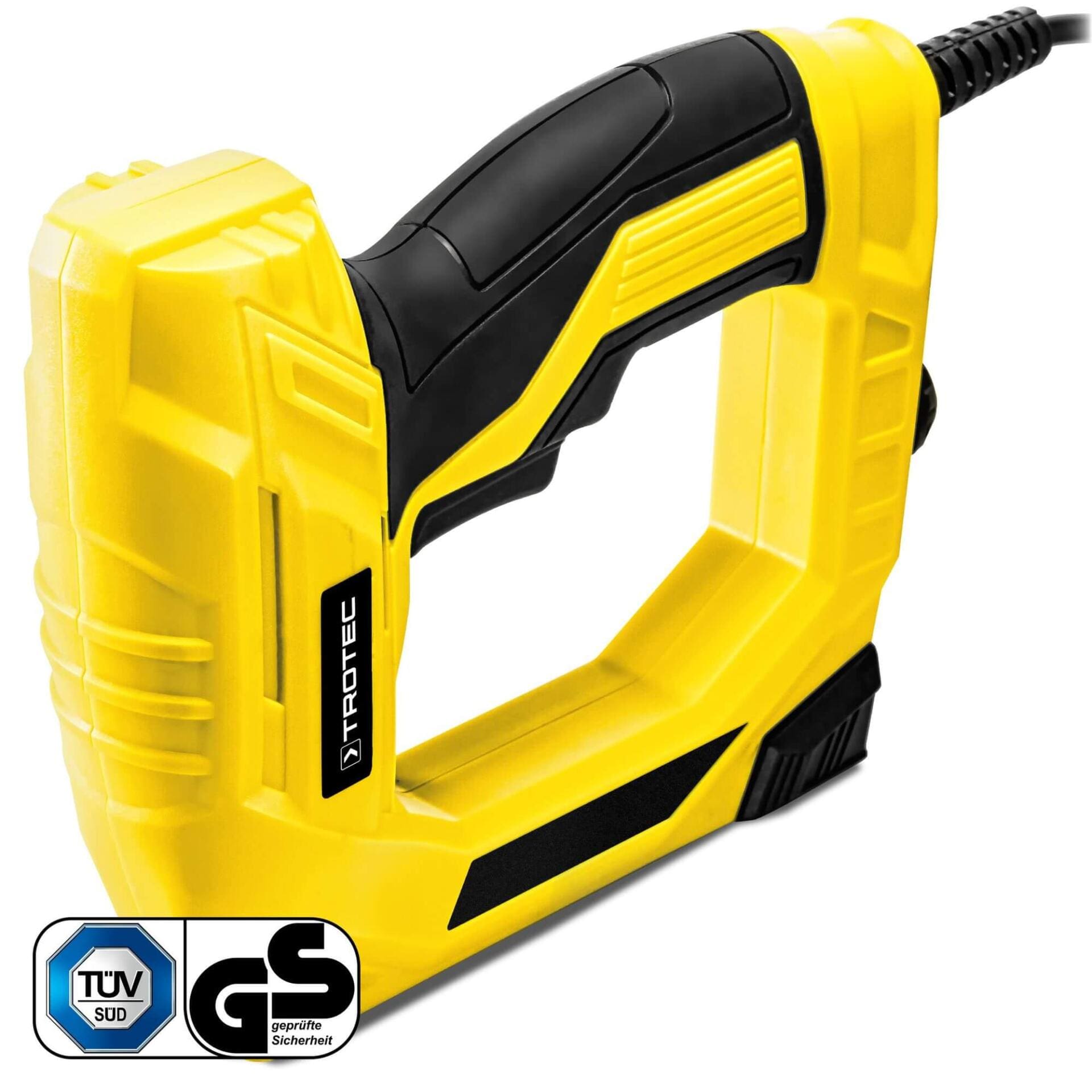 Elektrotacker PTNS 11-230V: Gelber Tacker von Trotec im Detail. Ideal für Heimwerkerarbeiten mit Klammern und Nägeln. Jetzt online entdecken!