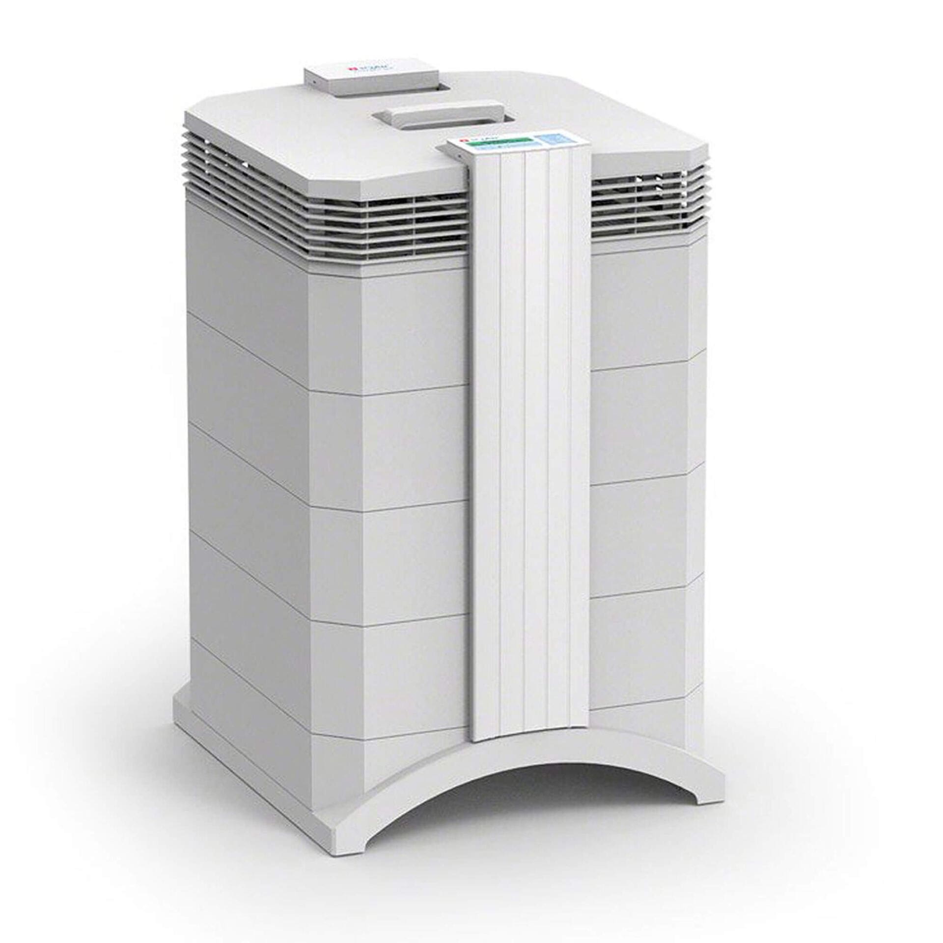 IQAir HealthPro 150 Luftreiniger: Ein weißes, modernes Gerät zur effektiven Luftfilterung im Innenbereich. Ideal für Allergiker.