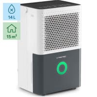 Komfort Luftentfeuchter TTK 33 E: Weiß-grauer Raumentfeuchter mit 14L Tankvolumen und geeignet für Räume bis 15m². Trotec Luftentfeuchter.