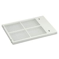 Weißer Luftfilter für TTK 50 S und TTK 50 E Luftentfeuchter. Rechteckiges Design mit vier Filterbereichen. Ersatzteil für optimale Luftreinigung.