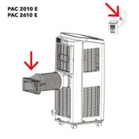 PAC 2010 E/2610 E: Anschluss des Schlauchs am Fenster. Mobile Klimaanlage mit Abluftschlauch für eine effiziente Kühlung im Sommer.