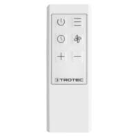 PAC 3500 Fernbedienung: Nahaufnahme der Tasten für Ein/Aus, Timer, Lüftergeschwindigkeit und Temperaturregelung. Trotec Klimagerät Zubehör.