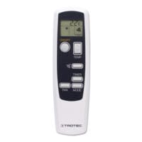 PAC 4600 Fernbedienung: Weiße Klimaanlagen-Fernbedienung von Trotec mit Display, Tasten für Temperatur, Timer, Lüfter & Modus, Nahansicht.
