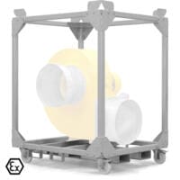 TFV 600 EX Rahmen: Robuster Stahlrahmen mit Rollen für explosionsgeschützte Ventilatoren. Erleichtert Transport und sichere Positionierung.