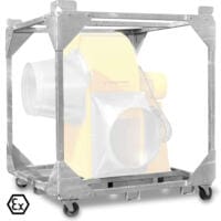 Rahmen für TFV 900 EX: Robuster Stahlrahmen mit Rollen für den einfachen Transport des Ventilators. Ideal für den Einsatz in explosionsgefährdeten Bereichen.