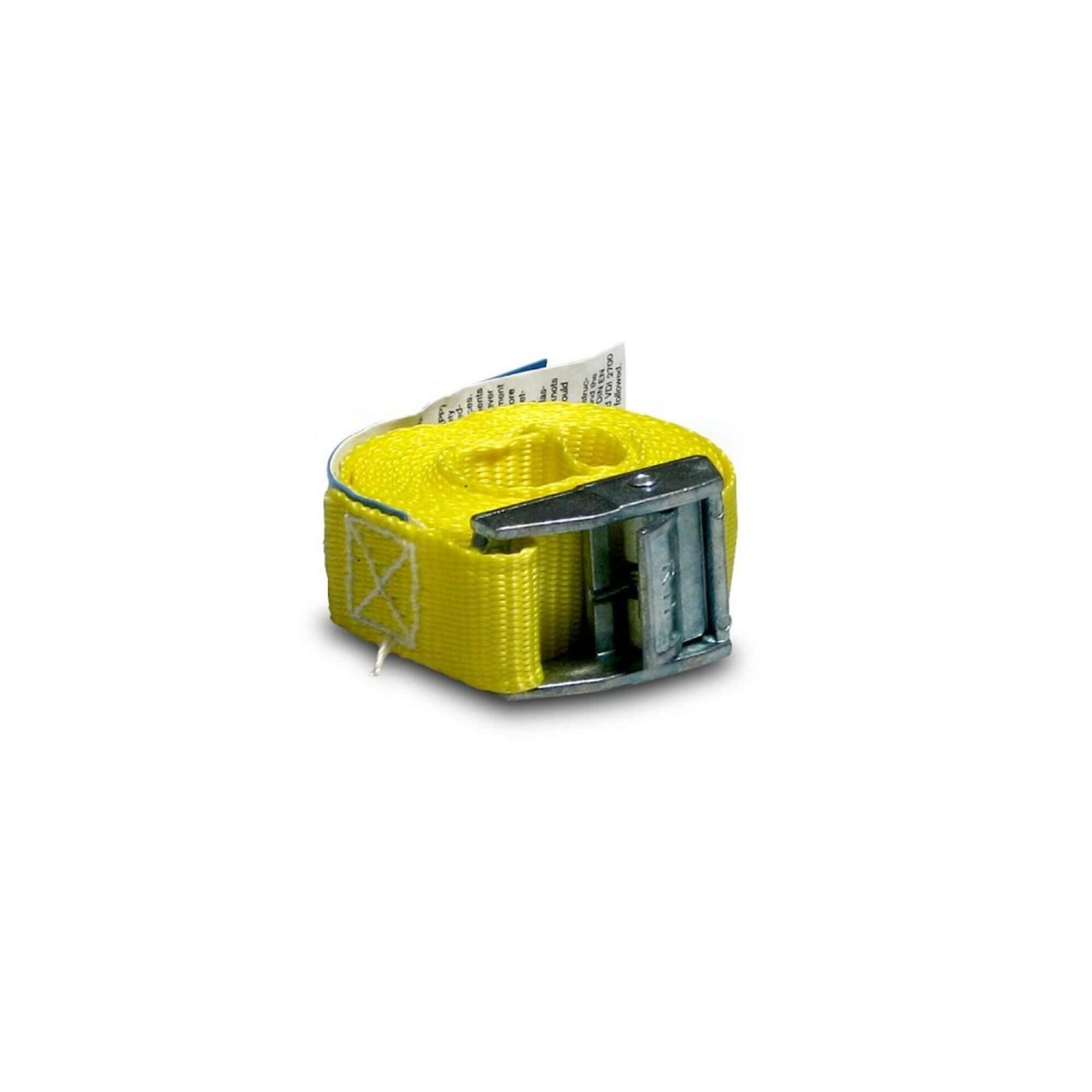 Gelber Spanngurt universal für SP-Serie. Kompakter Zurrgurt mit Metallschnalle für sichere Ladung. Ideal für Transport und Umzug, robust und zuverlässig.