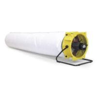 TTV 4500 HP L 3m Staubsack: Gelb-schwarzer Ventilator mit weißem Staubsack, ideal für Bau, Sanierung & Industrie. Hohe Leistung, 3 Meter Länge.