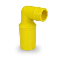 Gelber VQuick Lufteinflut-Winkelstutzen aus Gummi für 38 mm. Ideal für optimale Luftzufuhr und einfache Montage. S_6100009047
