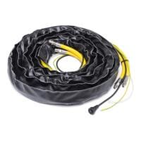 Verbindungsset PT 4500/6500/15000 S ummantelt: Gelbe Schläuche und Kabel in schwarzer Ummantelung, weiße Naht. Ideal für sichere Verbindungen.