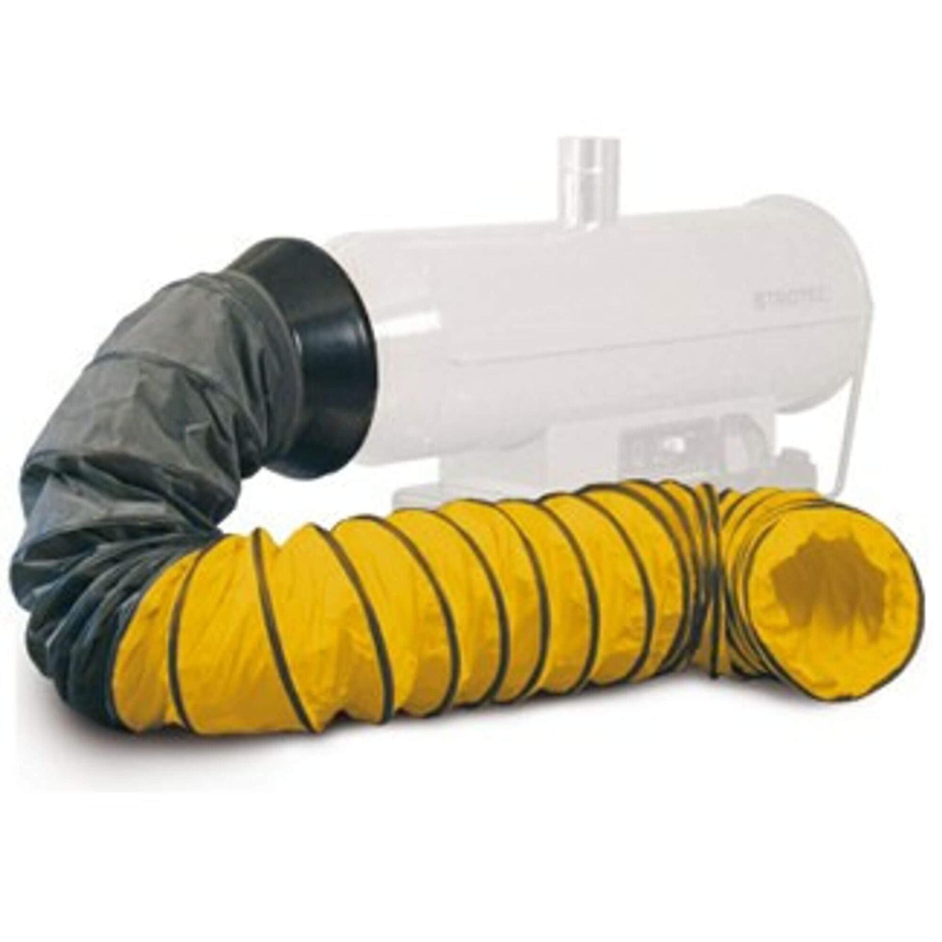 Gelber Vorsatzschlauch 350 mm für IDS 45, Zubehör für Heizgeräte. Flexibler Schlauch zur Warmluftverteilung, robust und langlebig.