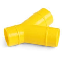Gelber Y-Verteiler aus PVC für 38 mm Schläuche, 1er Pack. Ideal zur Schlauchverbindung und Wasserverteilung. Robuste Ausführung für lange Lebensdauer.