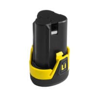 Zusatz-Akku 12V 2Ah für Akku-Bohrschrauber PSC: Der Akku in Schwarz mit gelbem Akzent ist kompakt und leistungsstark. Ideal für Ihre Projekte!