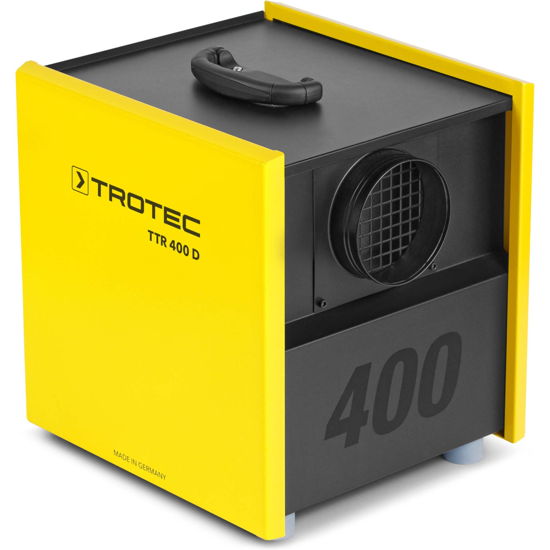 Trotec TTR 400 D Adsorptionsluftentfeuchter. Kompakter Luftentfeuchter in Gelb und Schwarz, ideal für den professionellen Einsatz. Made in Germany.