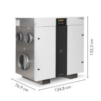 Adsorptionstrockner TTR 2800: Detailansicht des Geräts mit Maßangaben. Ideal für Bau, Industrie und Lagerung. Effiziente Luftentfeuchtung.