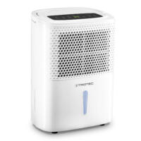 Weißer Luftentfeuchter TTK 26 E von Trotec. Kompakt, modern, mit digitalem Display. Ideal für kleine Räume zur Reduzierung der Luftfeuchtigkeit.