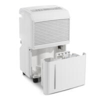 Weißer Luftentfeuchter TTK 90 E von Trotec mit entnommenem Wasserbehälter. Ideal zur Reduzierung der Luftfeuchtigkeit in Räumen.