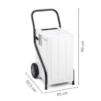 Luftentfeuchter TTK 171 ECO: Weißes Gerät mit Maßen (90x45x52,5 cm) und Griff für einfache Mobilität. Ideal für Räume mit hoher Luftfeuchtigkeit.