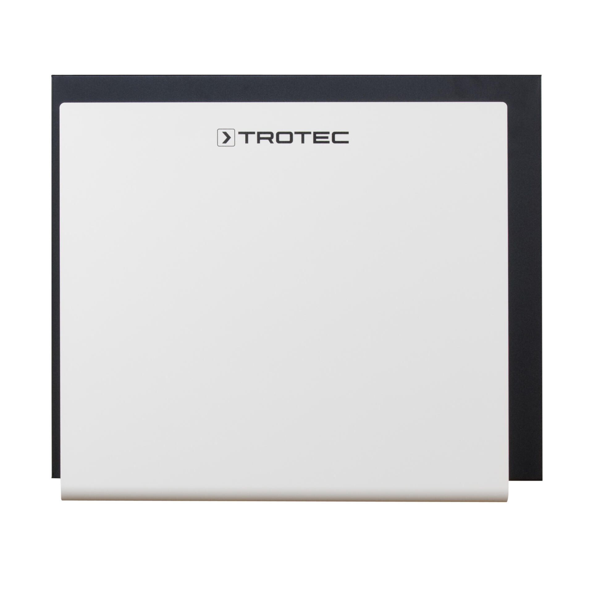 Weißer Trotec Luftentfeuchter DH 30 VPR vor dunklem Hintergrund. Ideal zur Feuchtigkeitsregulierung und Schimmelprävention. Produktbild 3.