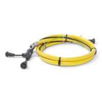 Gelbe PortaTemp DualHex Kupplung mit schwarzen Anschlüssen. Ideal für Temperierungssysteme. Hochwertige Verarbeitung, einfache Installation.