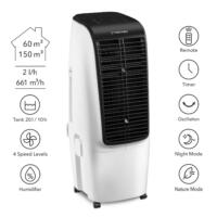 Aircooler Luftkühler PAE 51: Luftbefeuchter Ventilator. Ideal für Räume bis 60m². Mit Timer, Nachtmodus und verschiedenen Gebläsestufen.