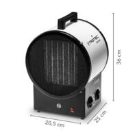 Keramik-Heizlüfter TDS 30 M: Detailansicht des tragbaren Elektroheizers von Trotec. Ideal für Baustellen und Werkstätten. Kompaktes Design.