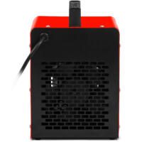 Rückansicht Keramik-Heizlüfter TDS 10 C: Roter Heizlüfter mit schwarzem Gitter und Tragegriff. Ideal für Baustellen und kleine Räume.