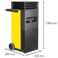 Multi-Airhandler TAC XT-18: Mobiles Luftreinigungsgerät mit Abmessungen 1300x690x630 mm, ideal für Baustellen und Sanierungen. Luftreiniger.