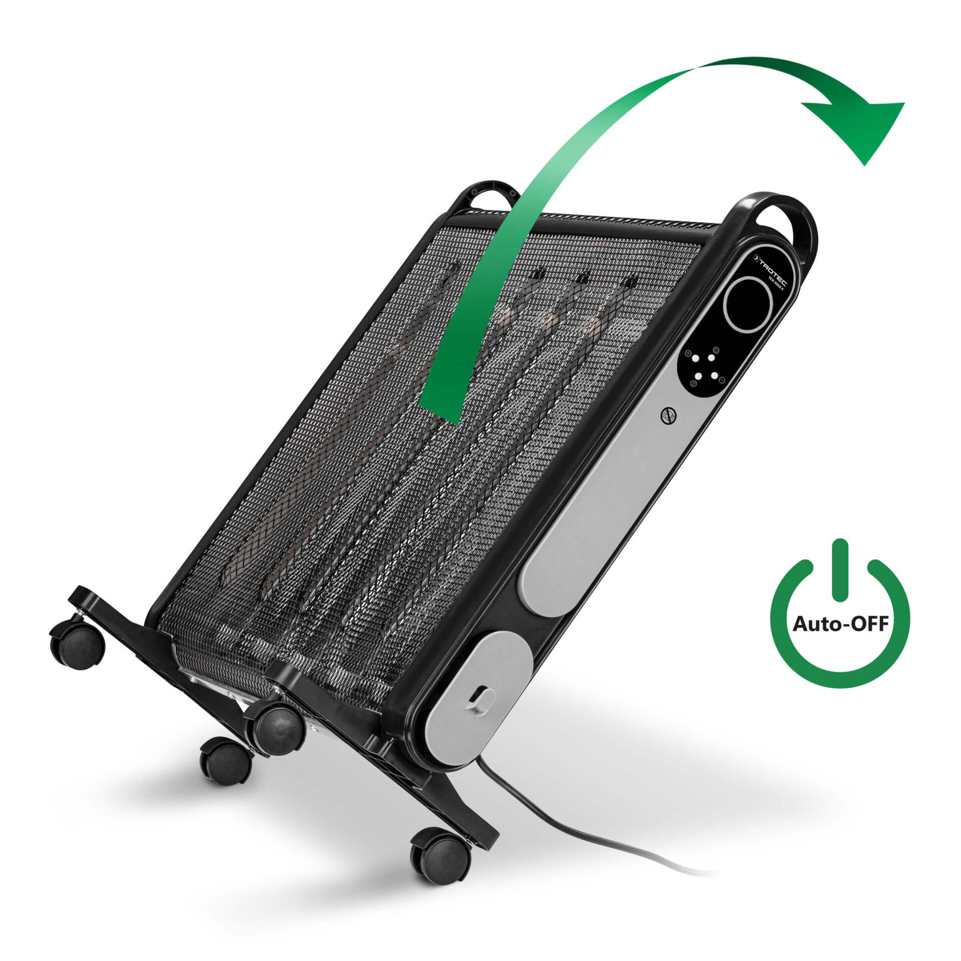 Trotec Wärmewellenheizer Konvektor TCH 2050 E: Mobiler Elektroheizer mit Rollen, modernes Design, ideal für schnelle Wärme im Raum.