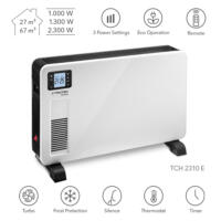 Design-Konvektor TCH 2310 E: Modernes, weißes Heizgerät mit digitalem Display und verschiedenen Betriebsmodi für effiziente Wärme.