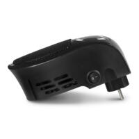 Nahaufnahme eines schwarzen Steckdosen-Heizlüfters TFC 2 E. Kompakt, ideal für kleine Räume, einfache Bedienung mit Ein-/Ausschalter. Bild 3 zeigt Detail.