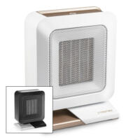 Keramik-Heizlüfter TFC 14 E: Weißer Heizlüfter mit Gitterfront und kleinem schwarzen Modell. Kompakte Wärme für Zuhause. Trotec Heizlüfter.