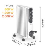 Trotec Ölradiator TRH 20 E: Mobiler Heizkörper mit 3 Heizstufen (800/1200/2000W) und Rollen. Ideal für Wohnräume. Modell: 1410000710_lradiator.