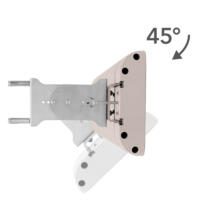 Detailaufnahme eines Dunkelheizstrahler IRD 1200 mit verstellbarer Wandhalterung im 45°-Winkel. Ideal für flexible Wärmeanpassung.