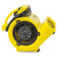 Gelber Turbolüfter TFV 10 S von Trotec. Kompakter Bau, robustes Gehäuse und hohe Leistung für schnelle Trocknung und Belüftung. Ideal für Baustellen.